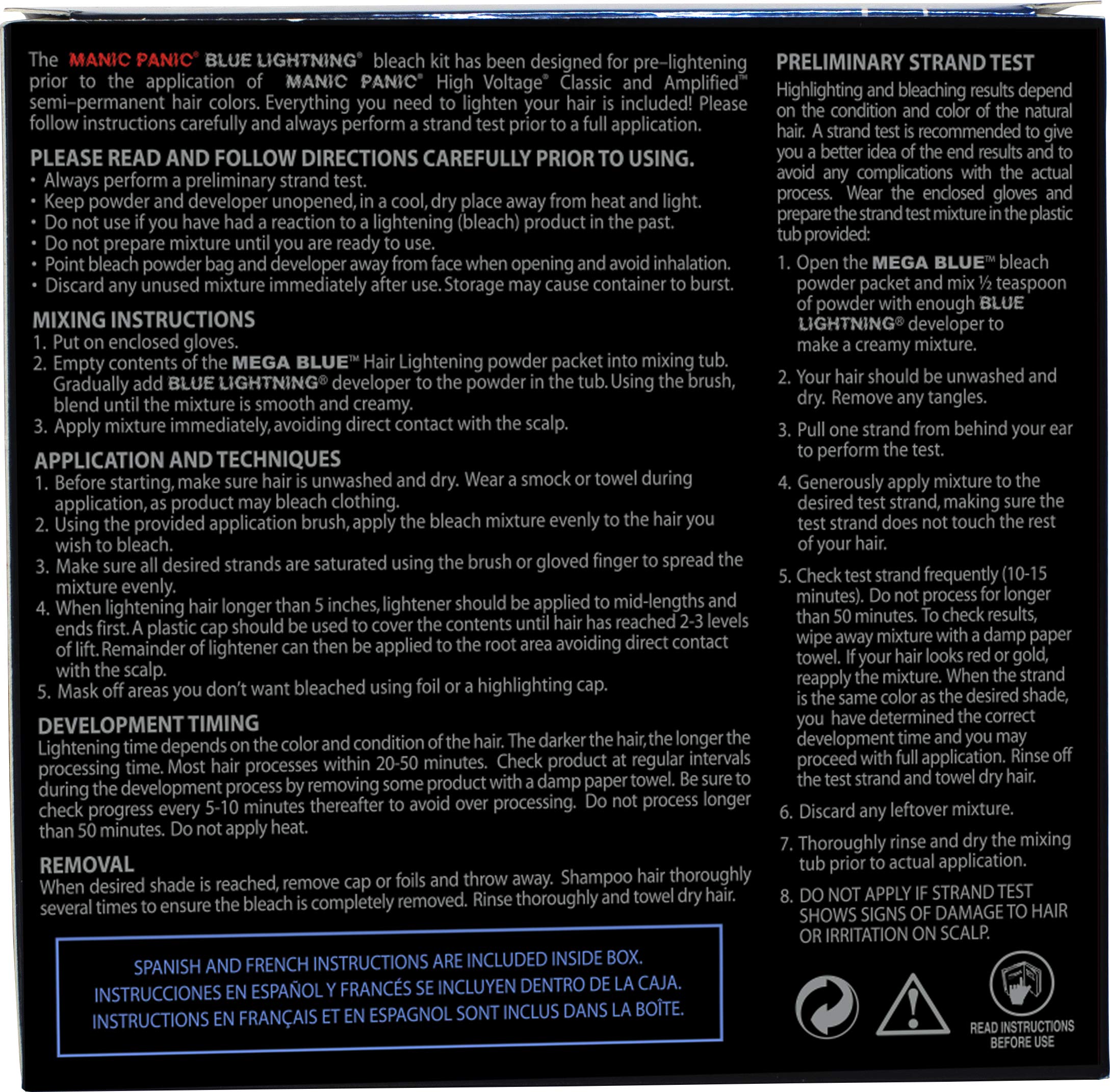 MANIC PANIC Blue Lightning Hair Bleach Kit - Mega Blue Bleach Powder + 30 Volume Developer - Neutralizes Warm Yellow Tones - Hair Lightener Lifts Up to 5 Levels - Vegan & Cruelty-Free (2 ct) - Image 4