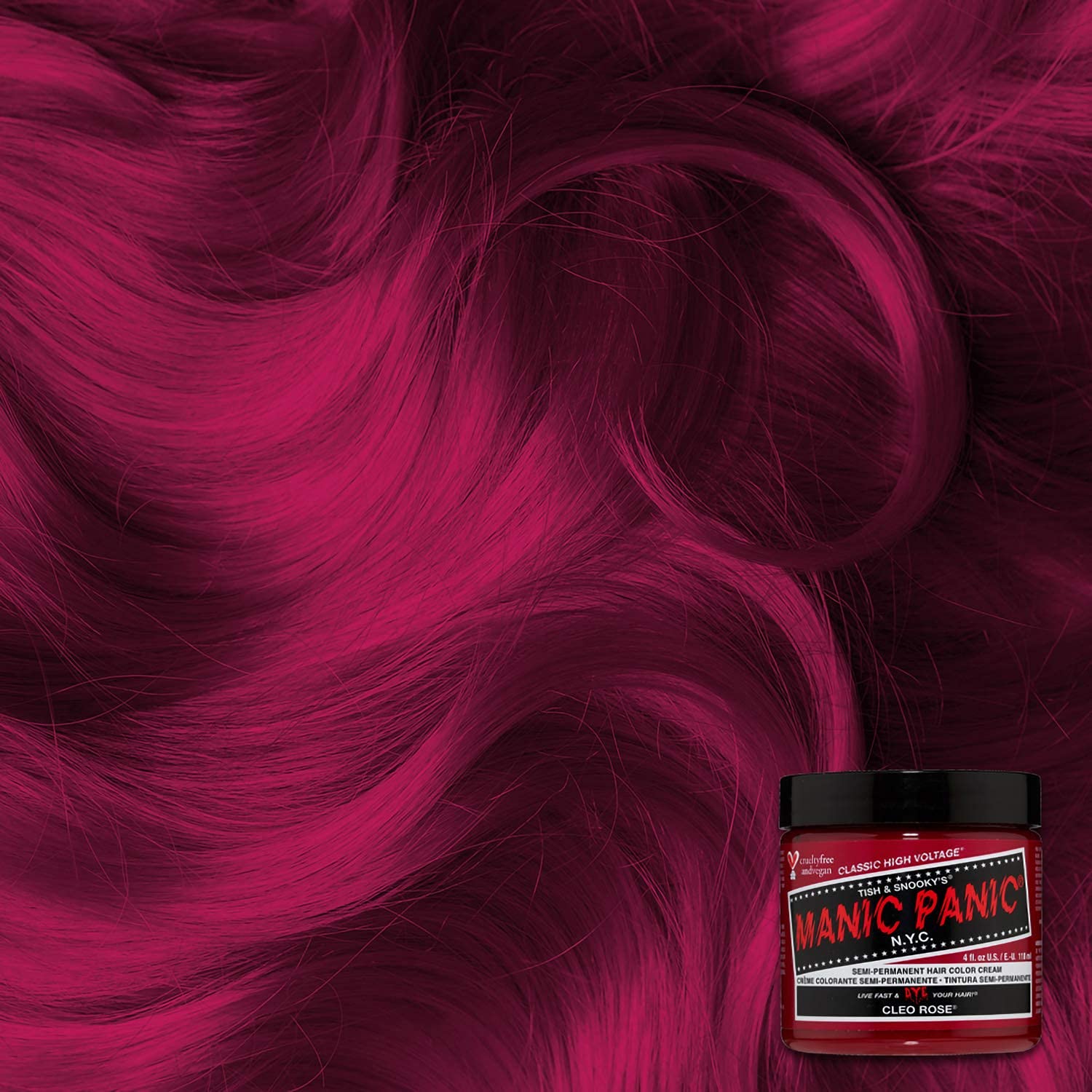 MANIC PANIC Classic Cleo Rose Semi Permanent Hair Color - Warm Magenta Pink Hair Dye for Women & Men That Lasts 4-6 Weeks - Vegan, Ammonia & Cruelty-Free - Create & Mix Custom Shades (4oz) - Image 4