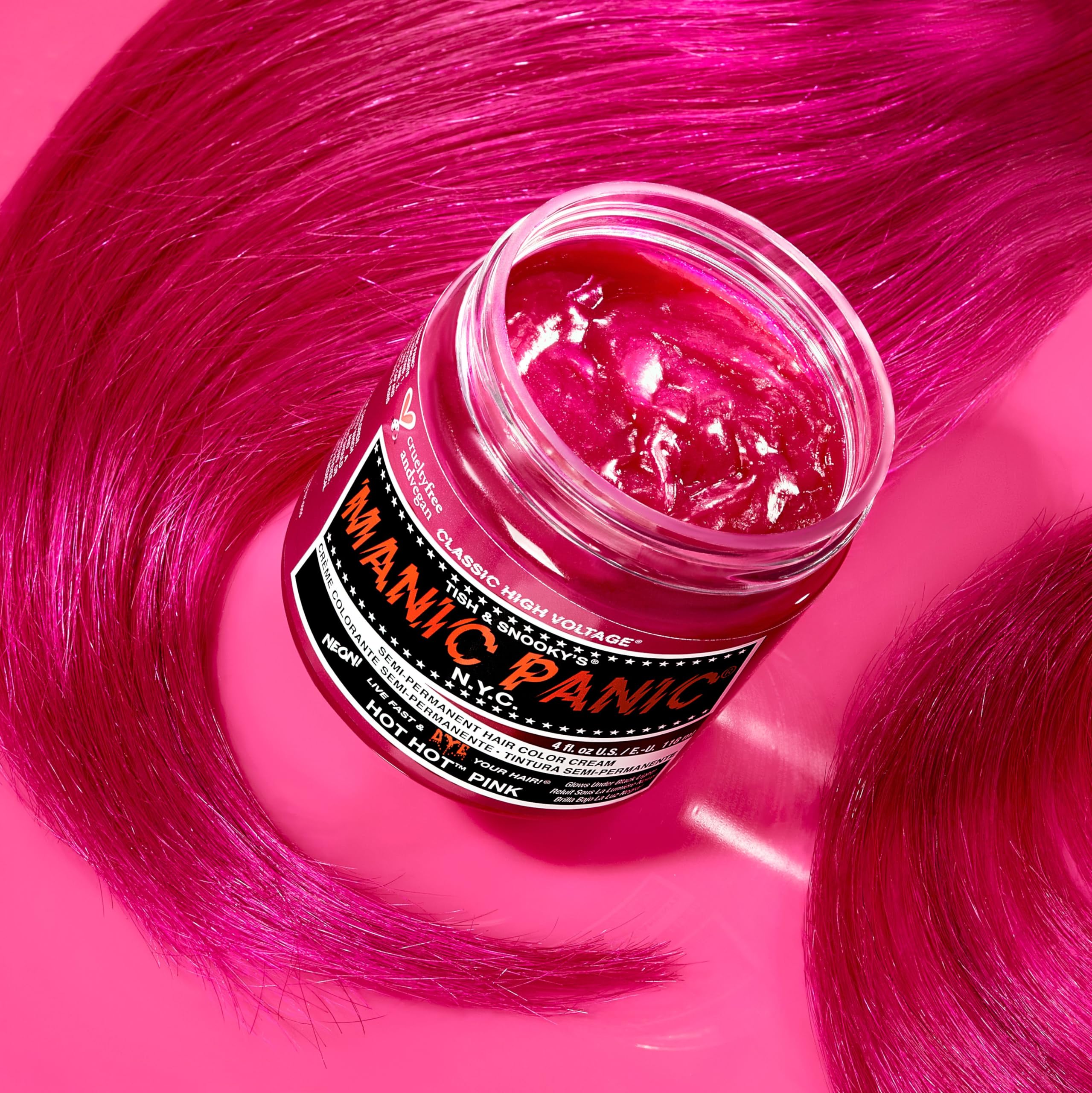 MANIC PANIC Classic Hot Hot Pink Semi Permanent Hair Color - Neon Pink Hair Dye for Women & Men That Lasts 4-6 Weeks - Vegan, Ammonia & Cruelty-Free - Create & Mix Custom Shades (4oz / 3pk) - Image 8
