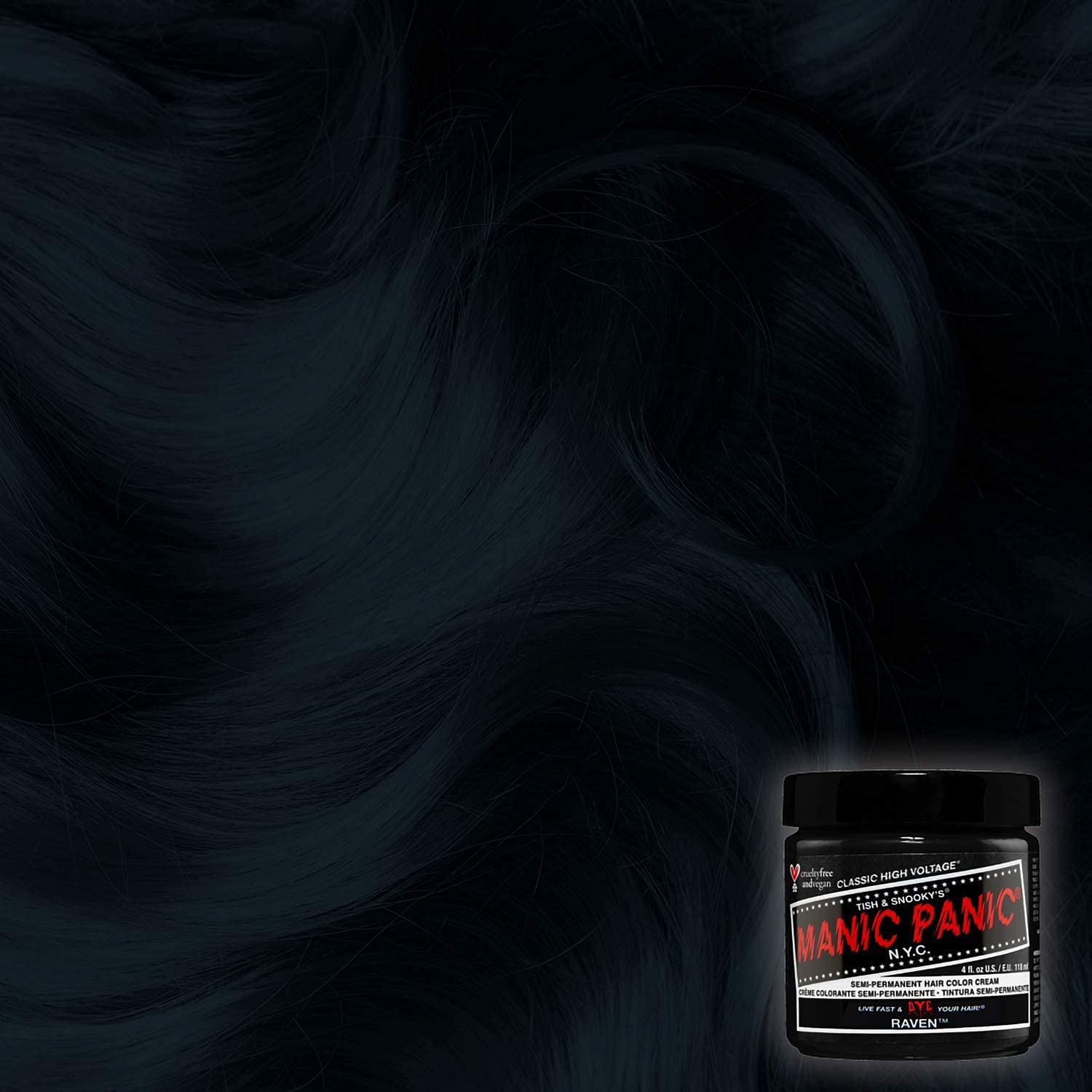 MANIC PANIC Classic Raven Semi Permanent Hair Color - Cool-Toned Black Hair Dye for Women & Men That Lasts 4-6 Weeks - Vegan, Ammonia & Cruelty-Free - Create & Mix Custom Shades (4oz / 3pk) - Image 3