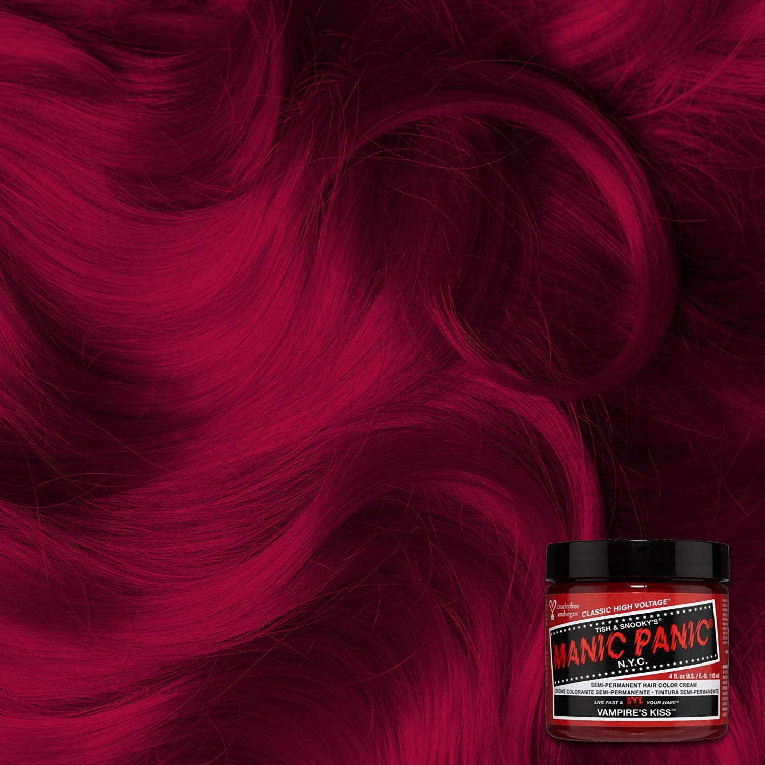 MANIC PANIC Classic Vampire's Kiss Semi Permanent Hair Color - Medium Red Hair Dye for Women & Men That Lasts 4-6 Weeks - Vegan, Ammonia & Cruelty-Free - Create & Mix Custom Shades (4oz / 3pk) - Image 3