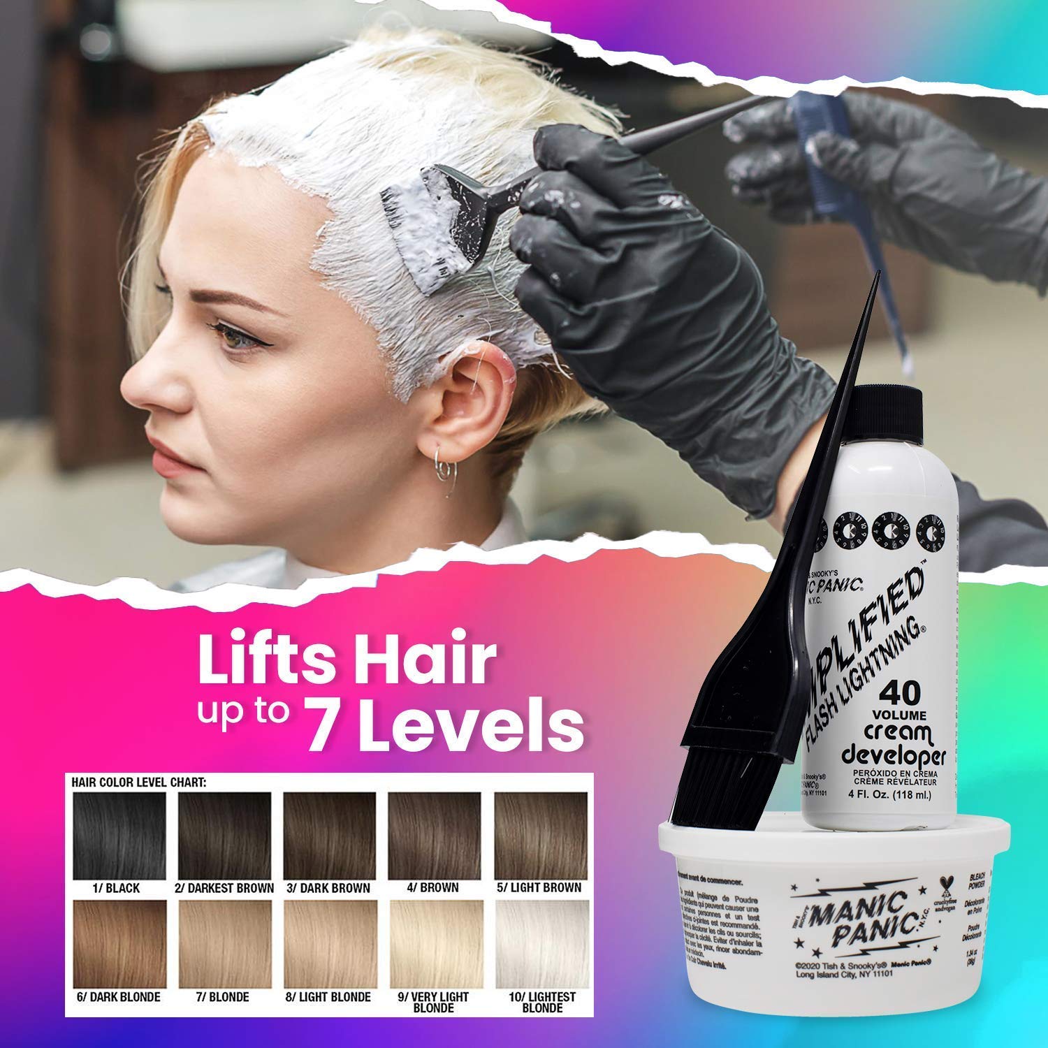 MANIC PANIC Bleach & Revive Bundle with Flash Lightning Super Strength Bleach Kit + Mermaid Mask pH Treatment for Dry Hair - Image 4