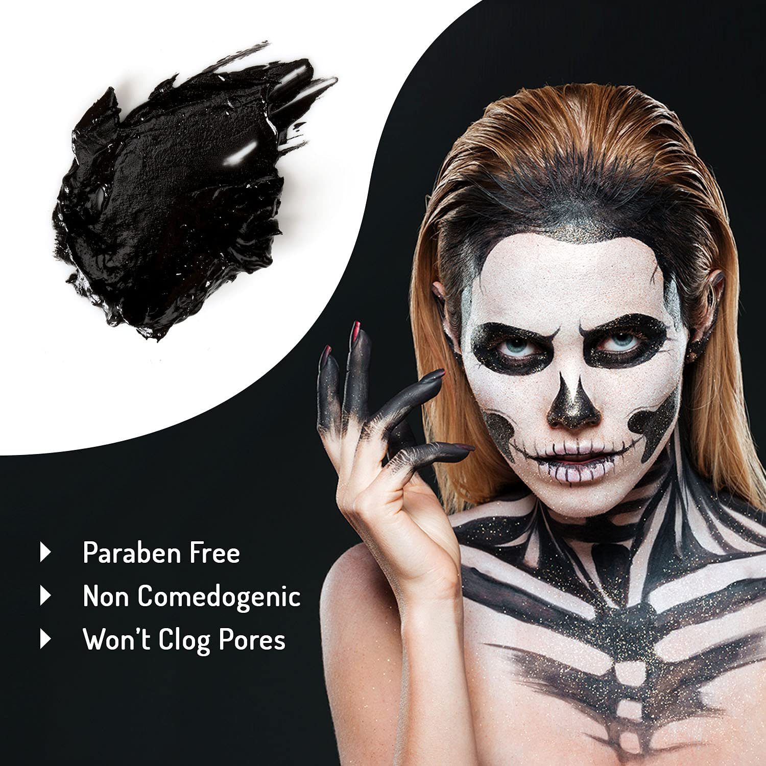 MANIC PANIC Raven Black Face Paint - Black Makeup for Face, Eyes & Body - High Pigment Body Paint with Matte Finish - Halloween, Cosplay & Stage Makeup - Vegan & Cruelty-Free Cream Formula - Image 5