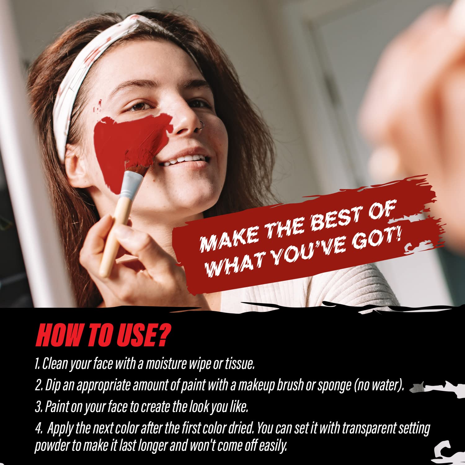 MANIC PANIC Vampire's Kiss Red Face & Body Paint for Halloween Costumes - Cream Halloween Makeup for Costumes & Cosplay - Smooth, Blendable & Full Coverage, Vegan - Image 5